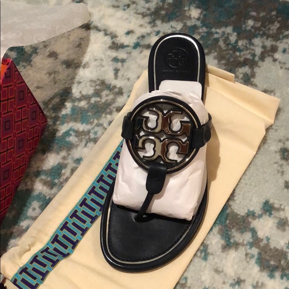 Tory Burch Metal Miller navy sandals - Picture 6 of 8